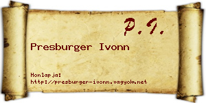 Presburger Ivonn névjegykártya